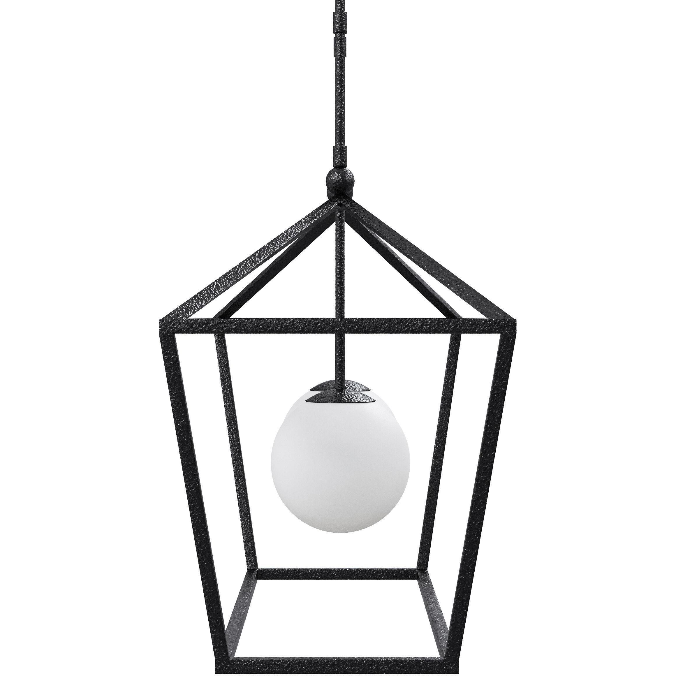 Denison 2 Light 36 inch Black/Frosted White Outdoor Linear Lantern Pendant