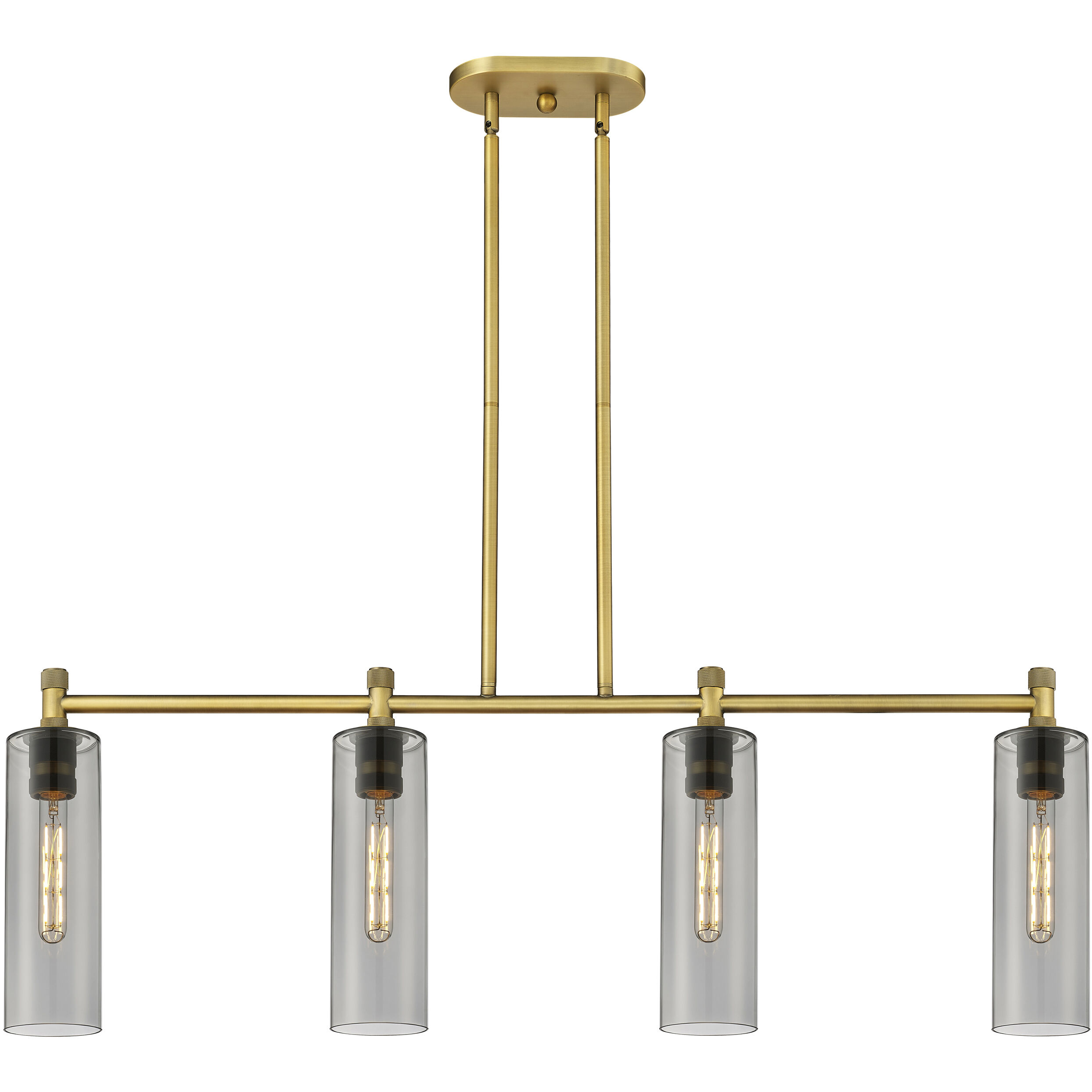 Downtown Urban Crown Point Island Light Ceiling Light in Brushed Brass, Plated Smoke