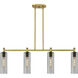 Downtown Urban Crown Point Island Light Ceiling Light in Brushed Brass, Plated Smoke