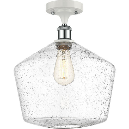 Ballston Cindyrella LED 12 inch White and Polished Chrome Semi-Flush Mount Ceiling Light in Seedy Glass