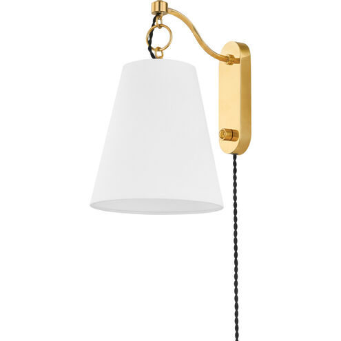 Joan 1 Light 9 inch Aged Brass Plug-in Sconce Wall Light