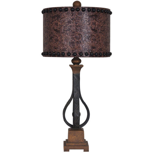 Rambler 34 inch 150 watt Antique Iron and Brown Table Lamp Portable Light