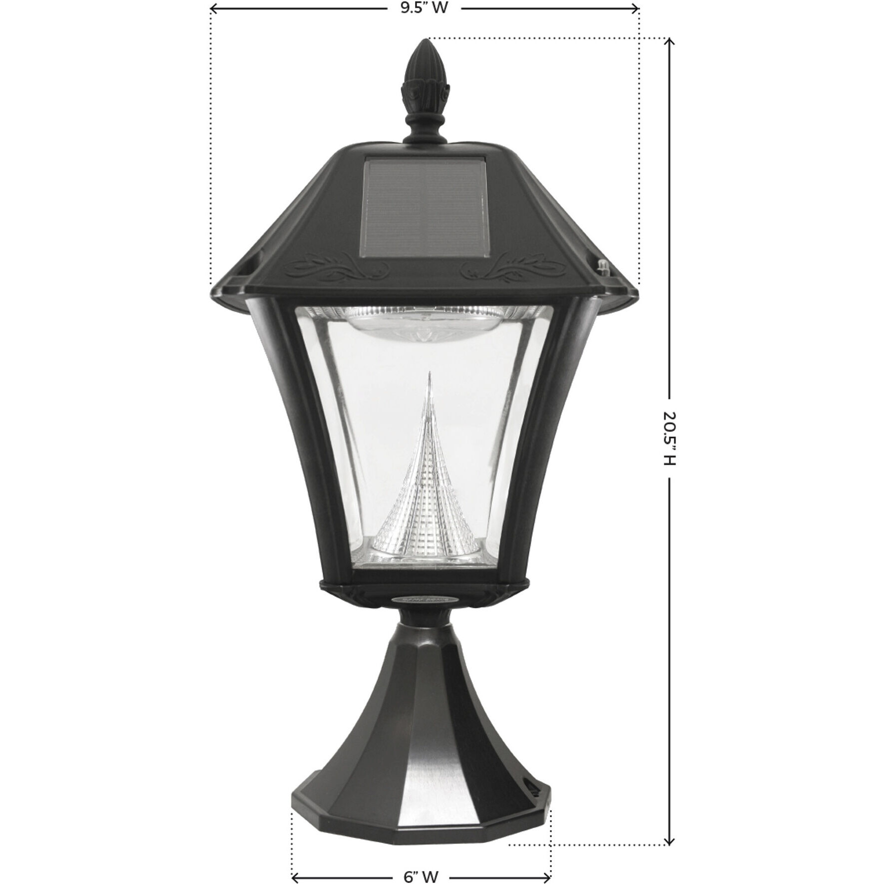 Baytown II 1 Light 19 inch Black Outdoor Post Light, Solar