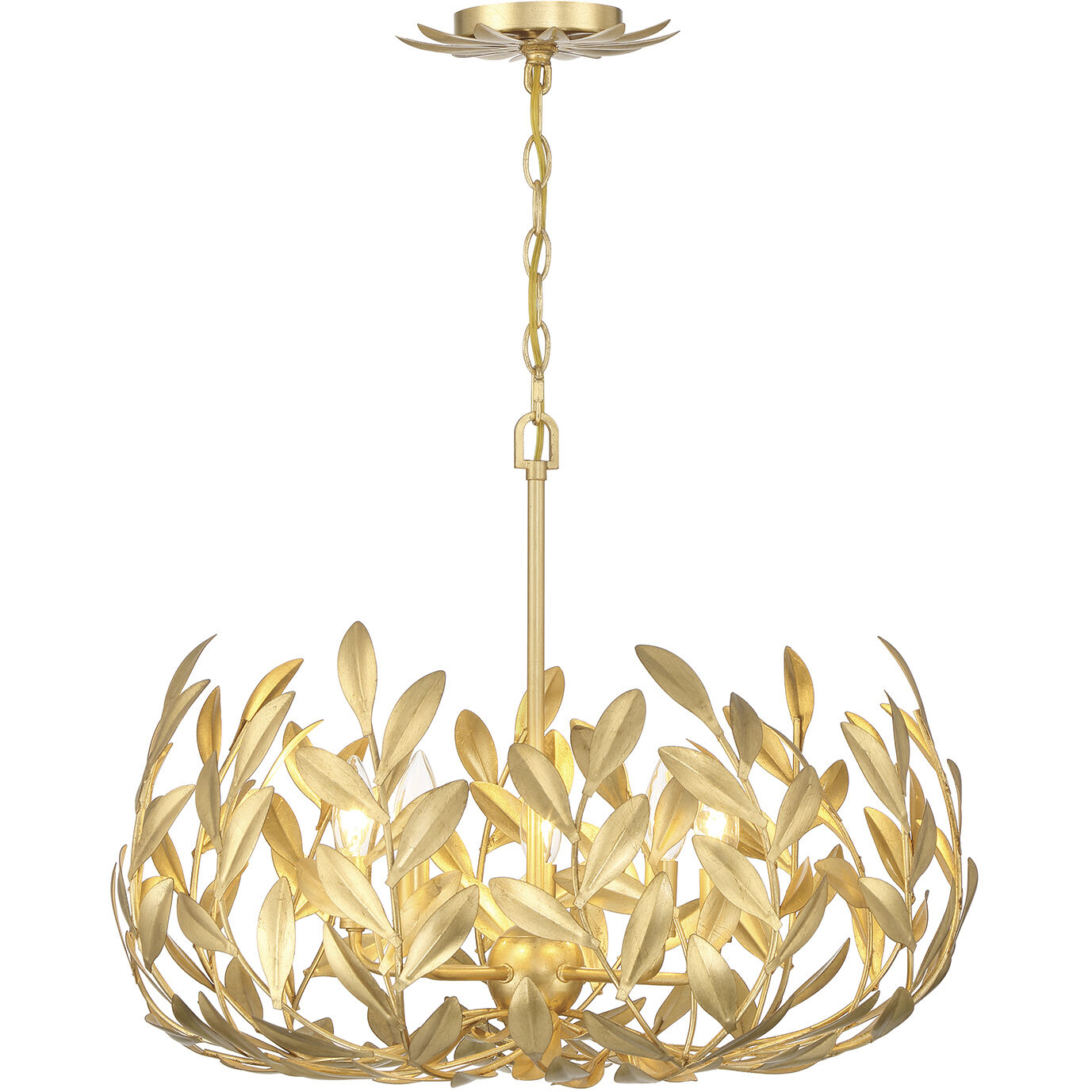 Broche 5 Light 23 inch Antique Gold Chandelier Ceiling Light