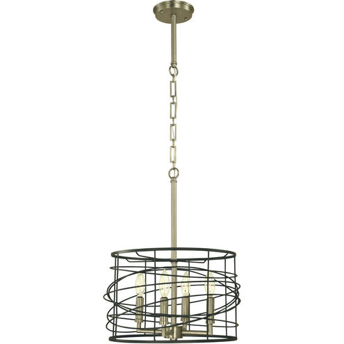 Boca 4 Light 14 inch Brushed Brass and Matte Black Mini Chandelier Ceiling Light