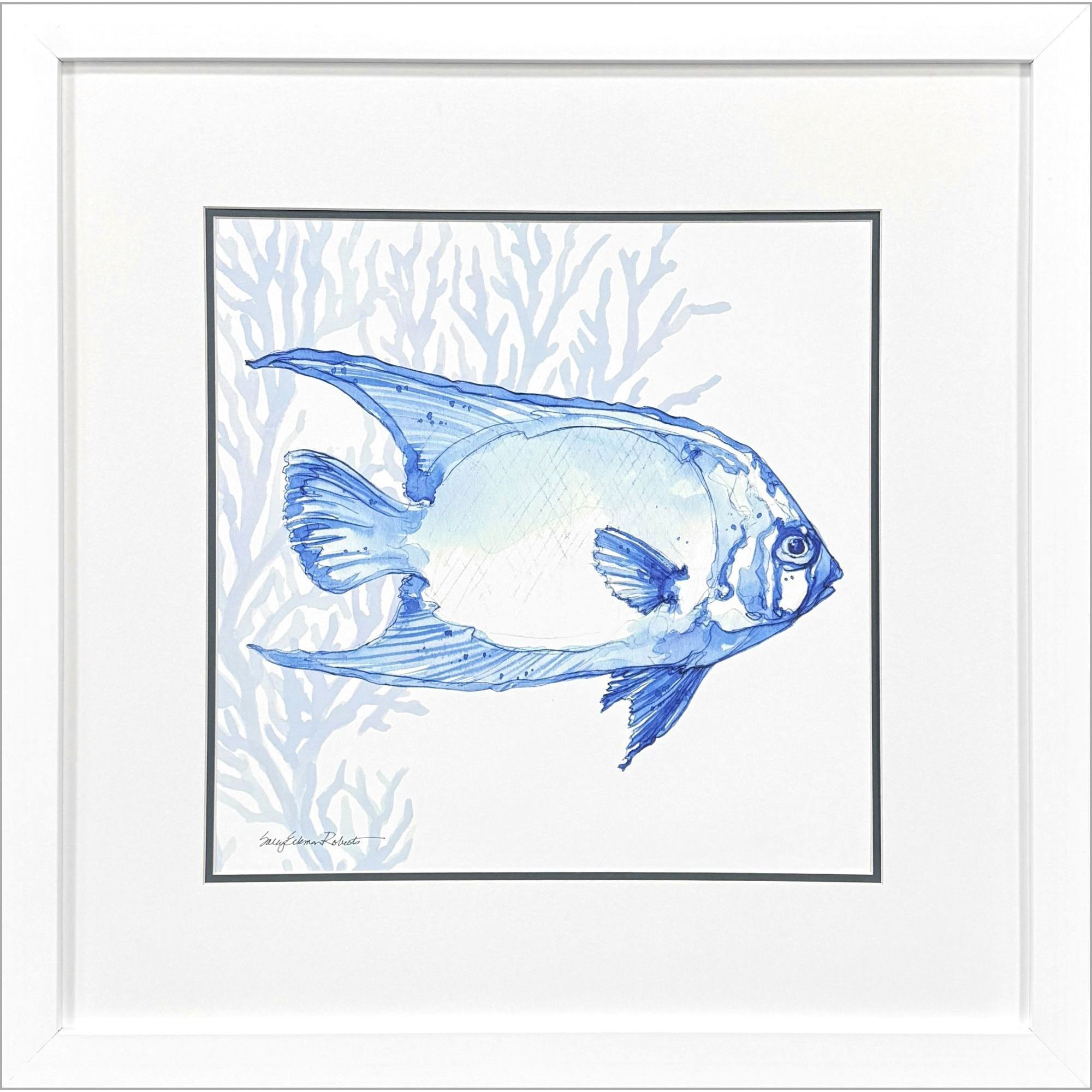 Indigo Ocean Blue Framed Art, Propac
