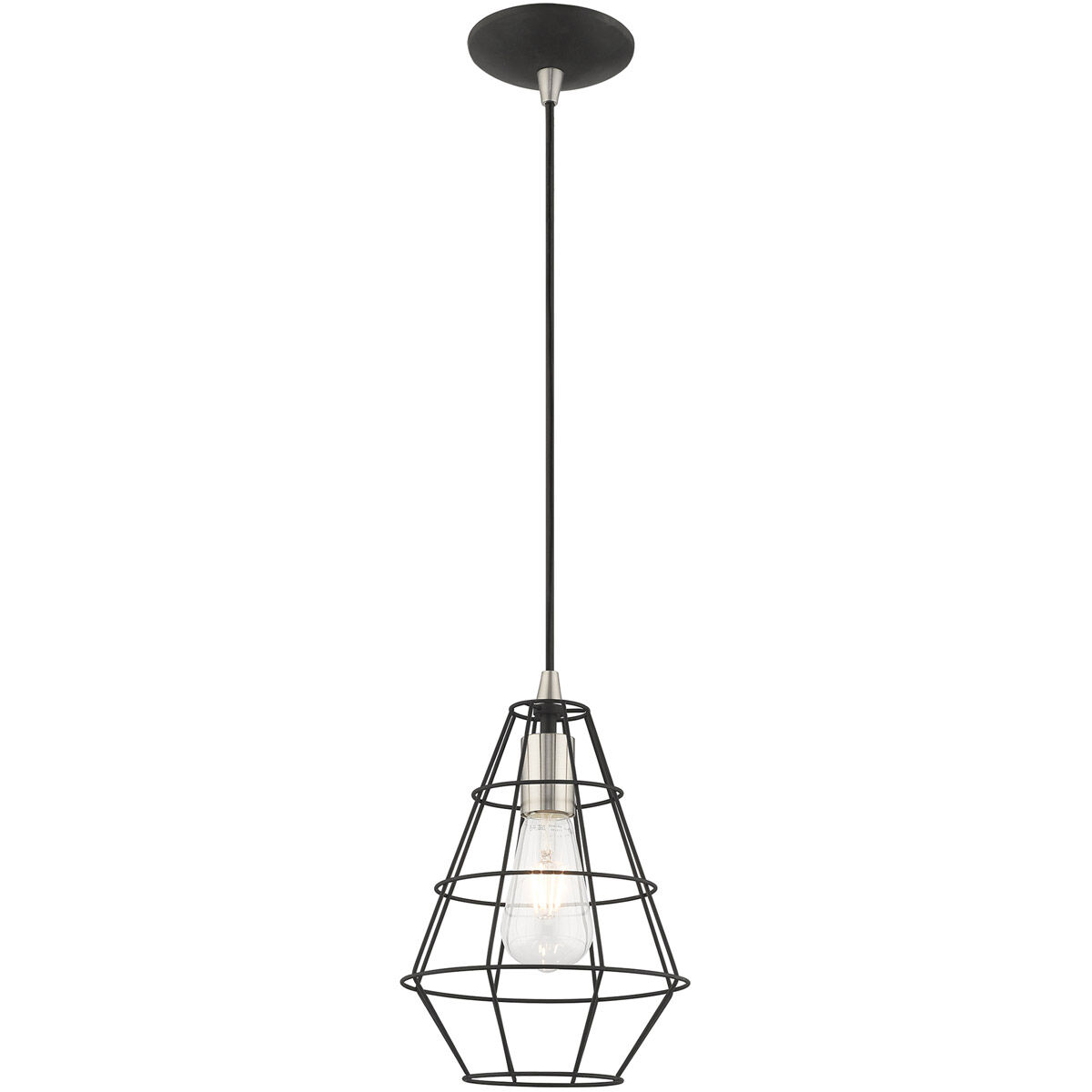 Geometric 1 Light 8 inch Black Mini Pendant Ceiling Light