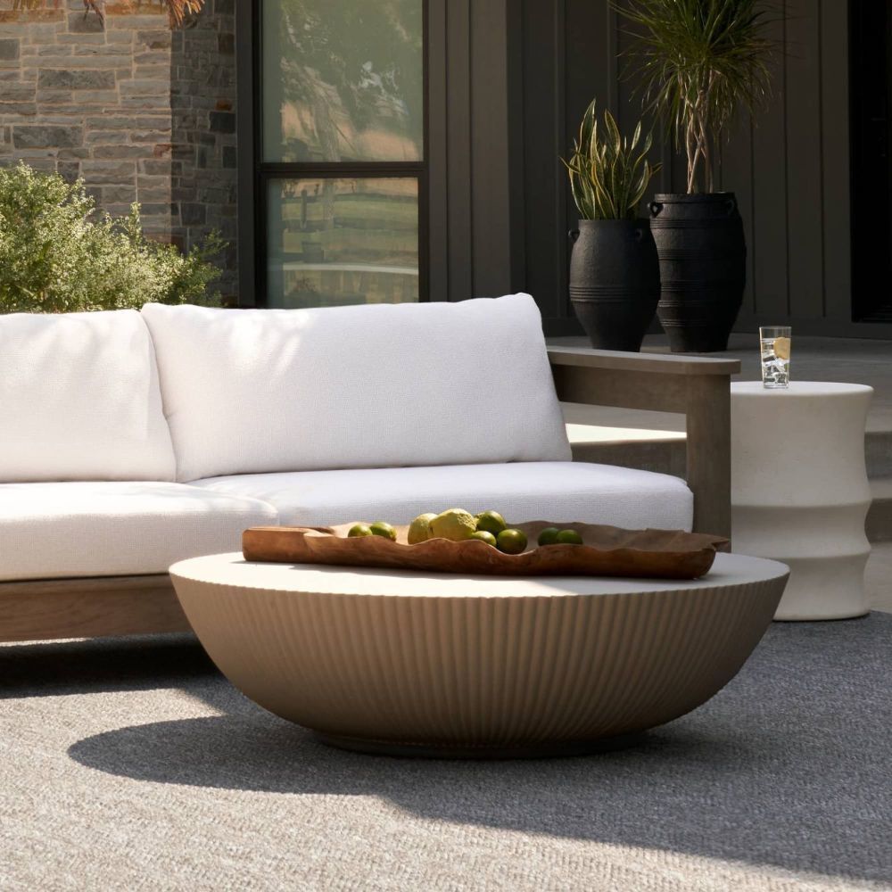 Etta 48 inch Ivory and Blackened Bronze Outdoor Coffee Table