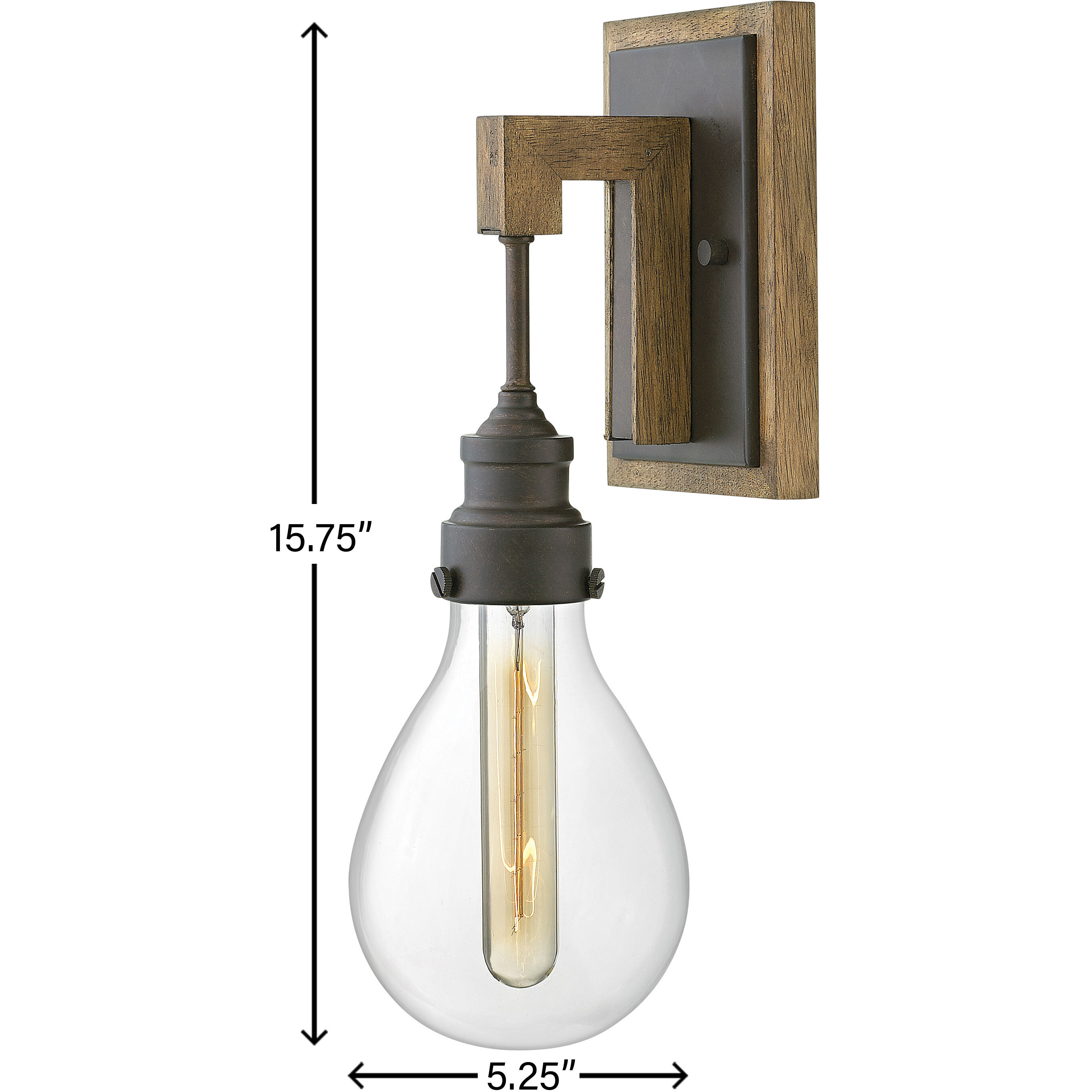 Denton 1 Light 5.25 inch Industrial Iron with Vintage Walnut Indoor Wall Sconce Wall Light