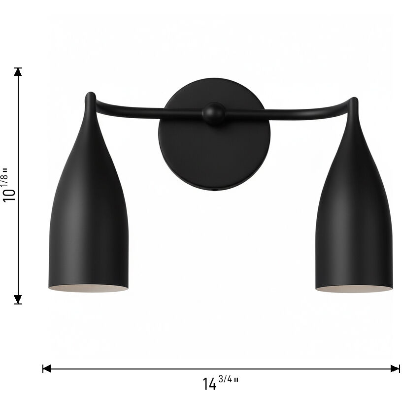 Maya 2 Light 14.75 inch Midnight Black Vanity Light Wall Light, Small