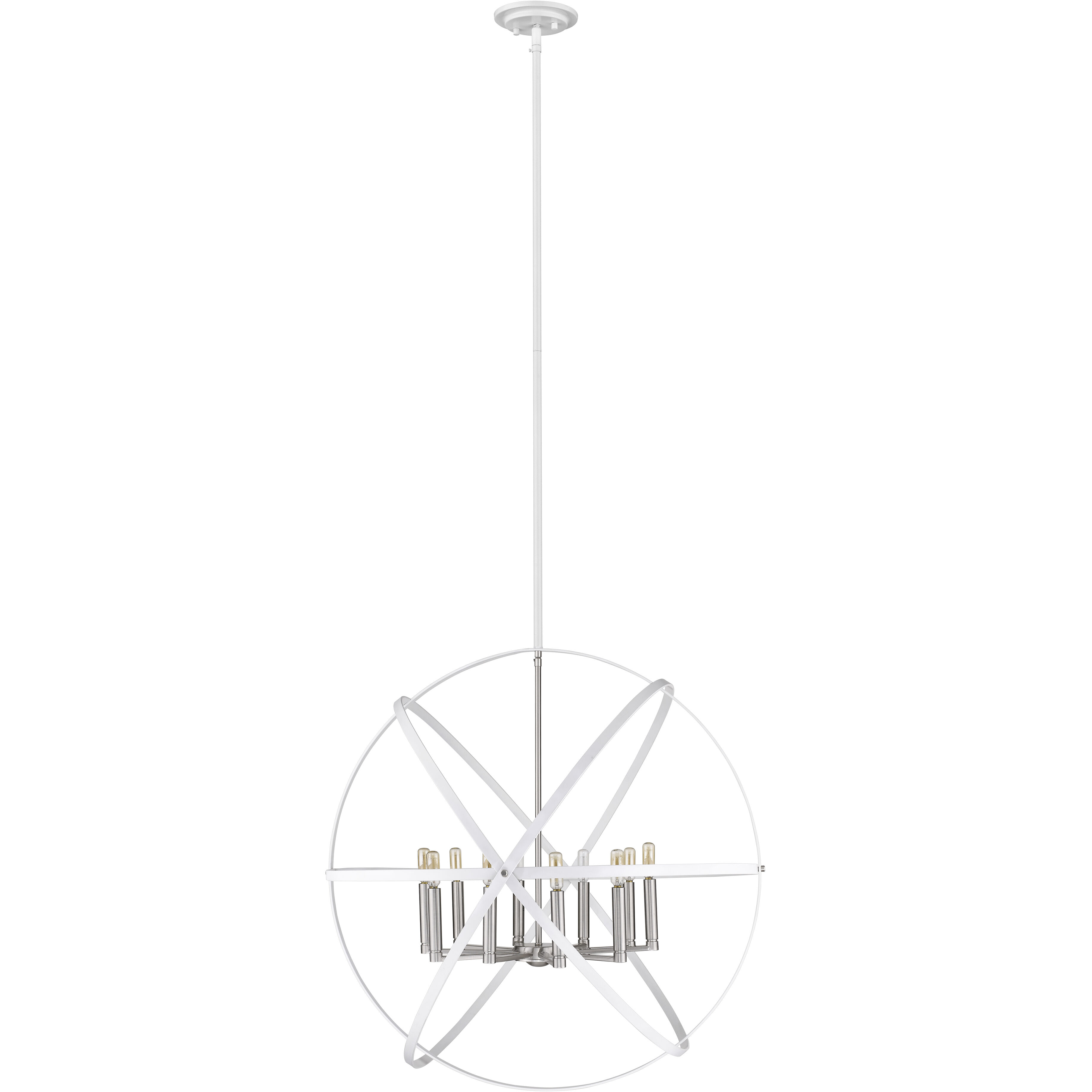 Cavallo 10 Light 36 inch Hammered White and Brushed Nickel Chandelier Ceiling Light