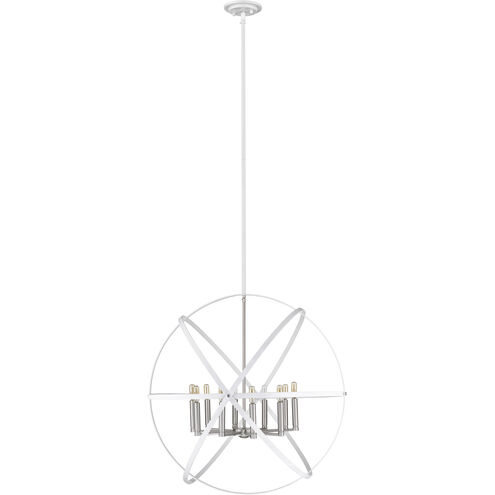 Cavallo 10 Light 36 inch Hammered White and Brushed Nickel Chandelier Ceiling Light