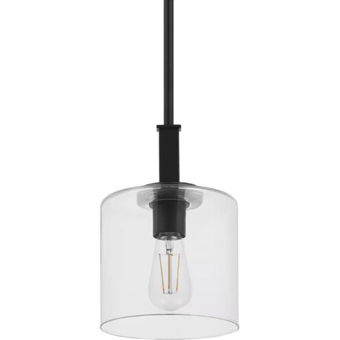 Melina 1 Light 6.75 inch Matte Black with Clear Pendant Ceiling Light