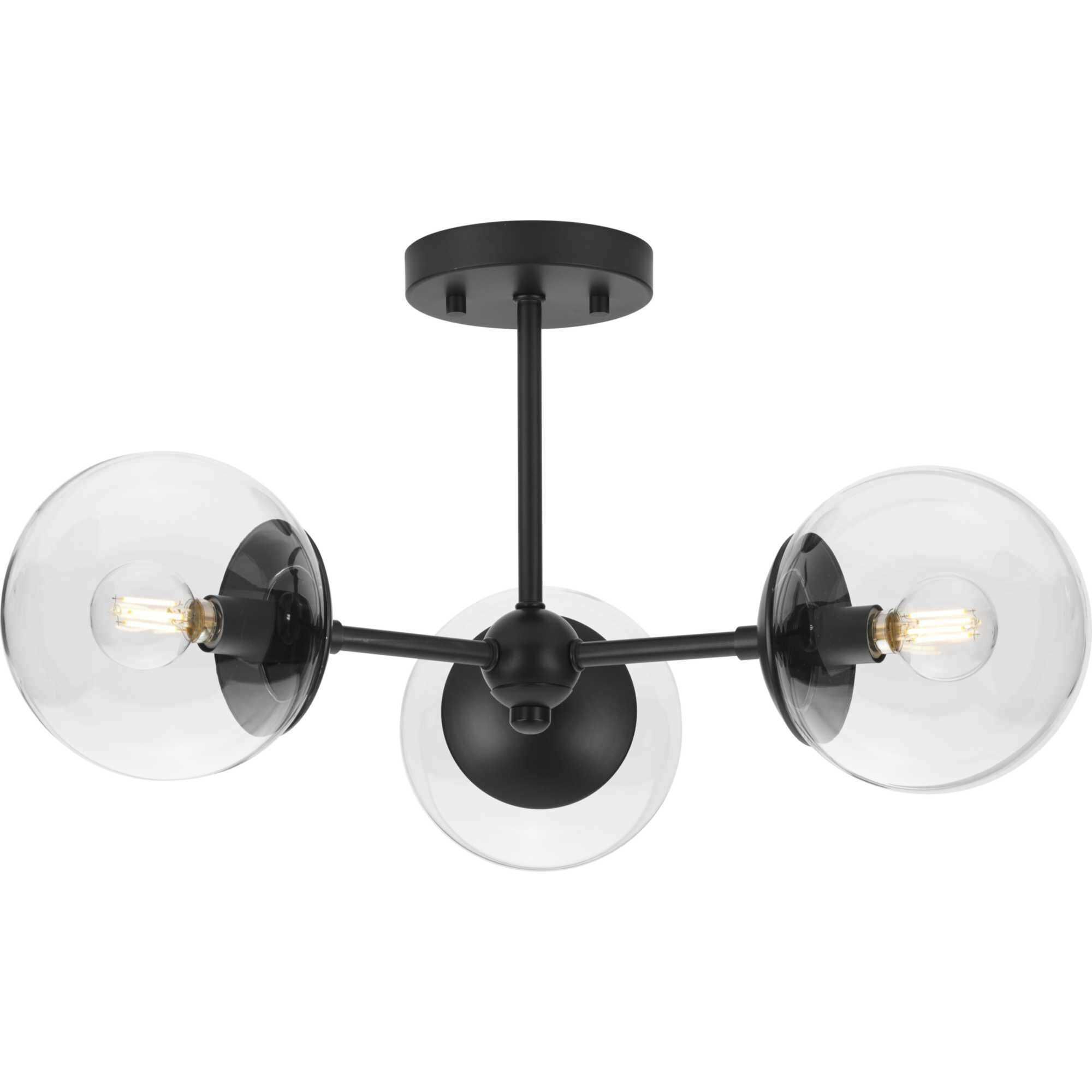 Atwell 3 Light 22 inch Matte Black Semi-Flush Mount Ceiling Light