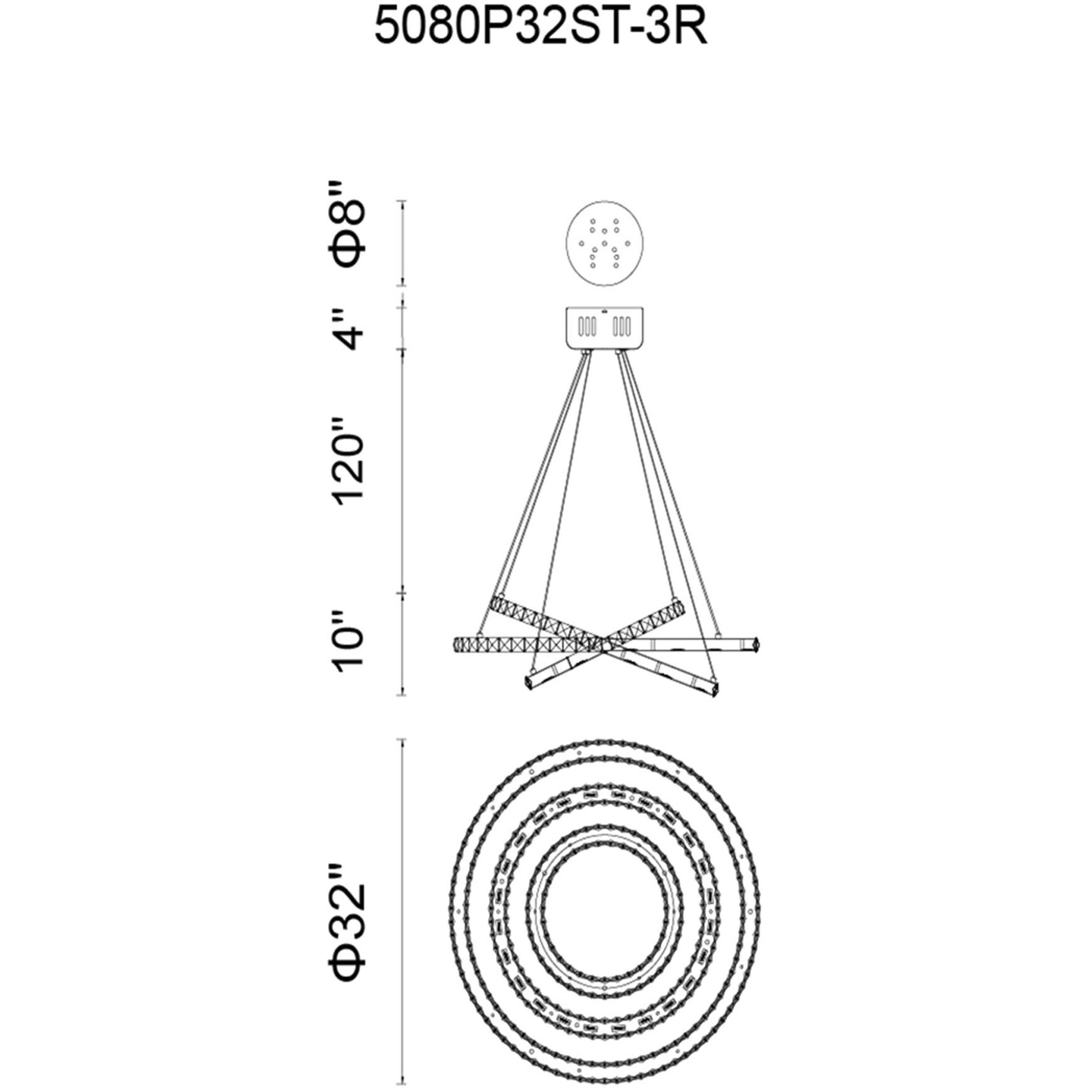 Ring LED 32 inch Chrome Chandelier Ceiling Light