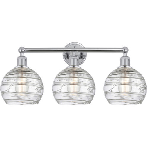 Athens Deco Swirl 3 Light 26 inch Polished Chrome Bath Vanity Light Wall Light in Clear Deco Swirl Glass