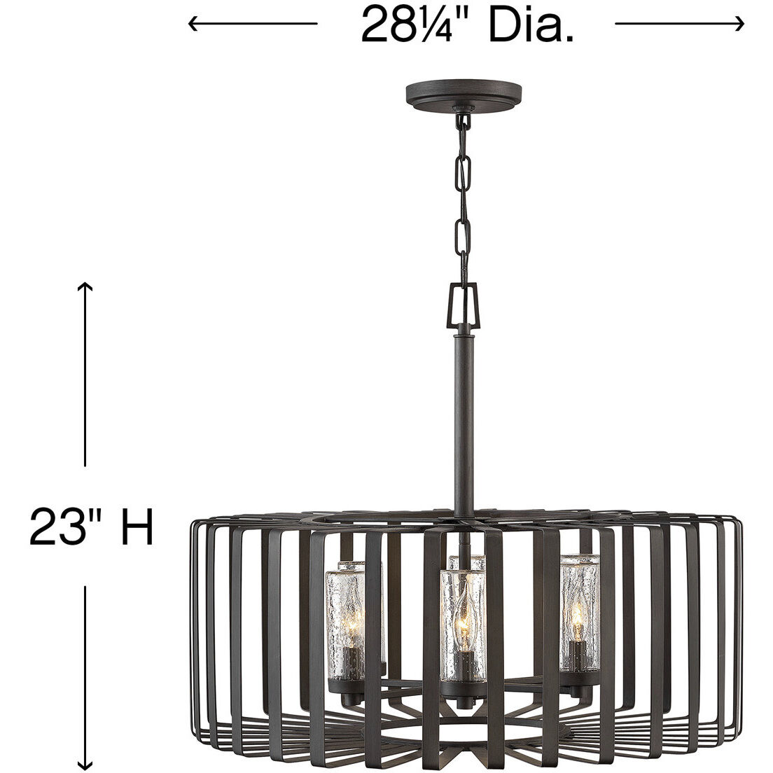 Open Air Reid 6 Light 28.25 inch Brushed Graphite Outdoor Hanging in Non-LED