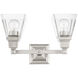 Mission 2 Light 15 inch Brushed Nickel Vanity Sconce Wall Light