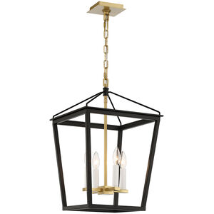 Lucent 4 Light 14 inch Black and Aged Brass Foyer Lantern Ceiling Light