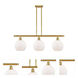 Ballston Athens 3 Light 36 inch Satin Gold Island Light Ceiling Light in Matte White Glass, Ballston