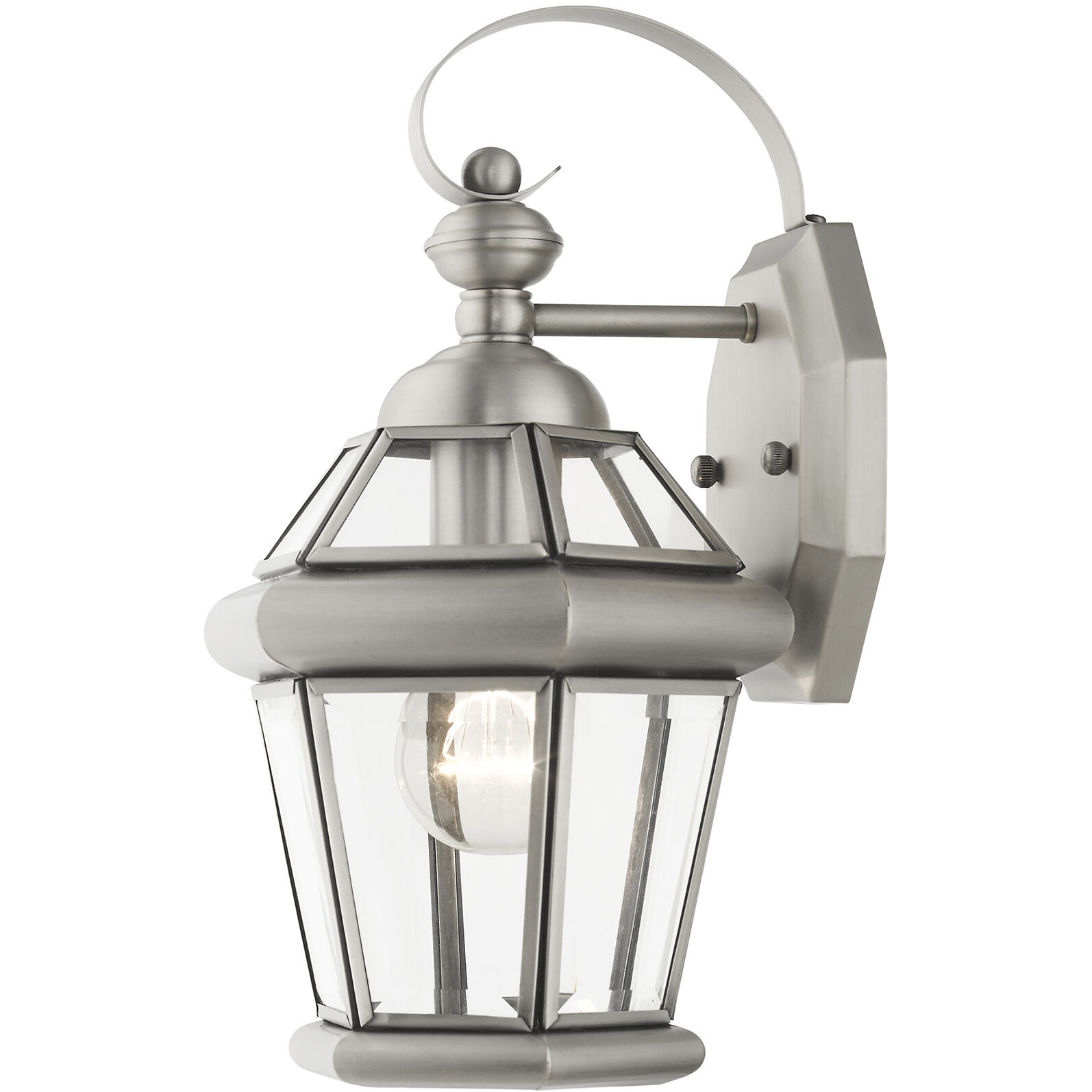 Georgetown 1 Light 12 inch Brushed Nickel Outdoor Wall Lantern