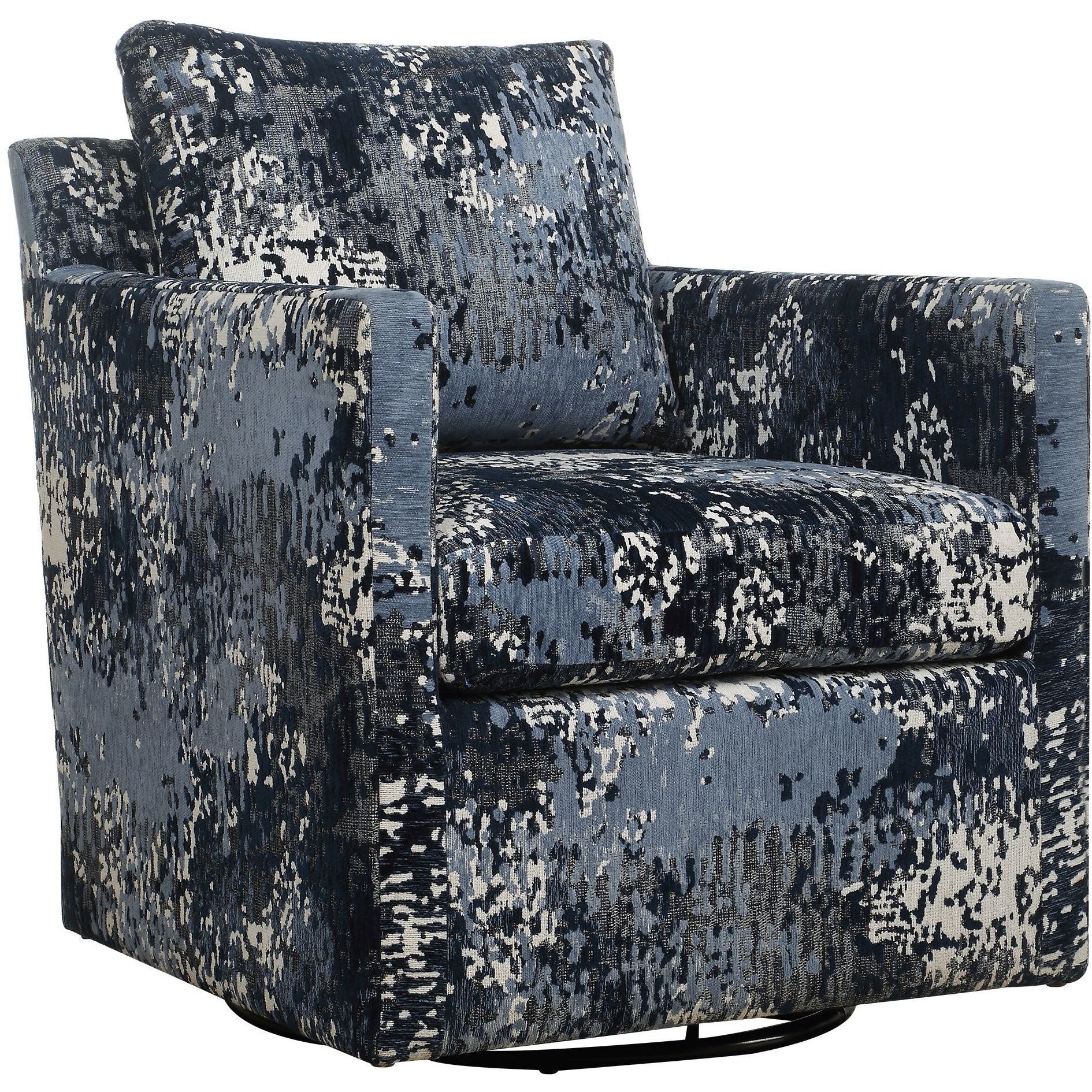 Tisdell White and Gray and Indigo Swivel/Glider Chair