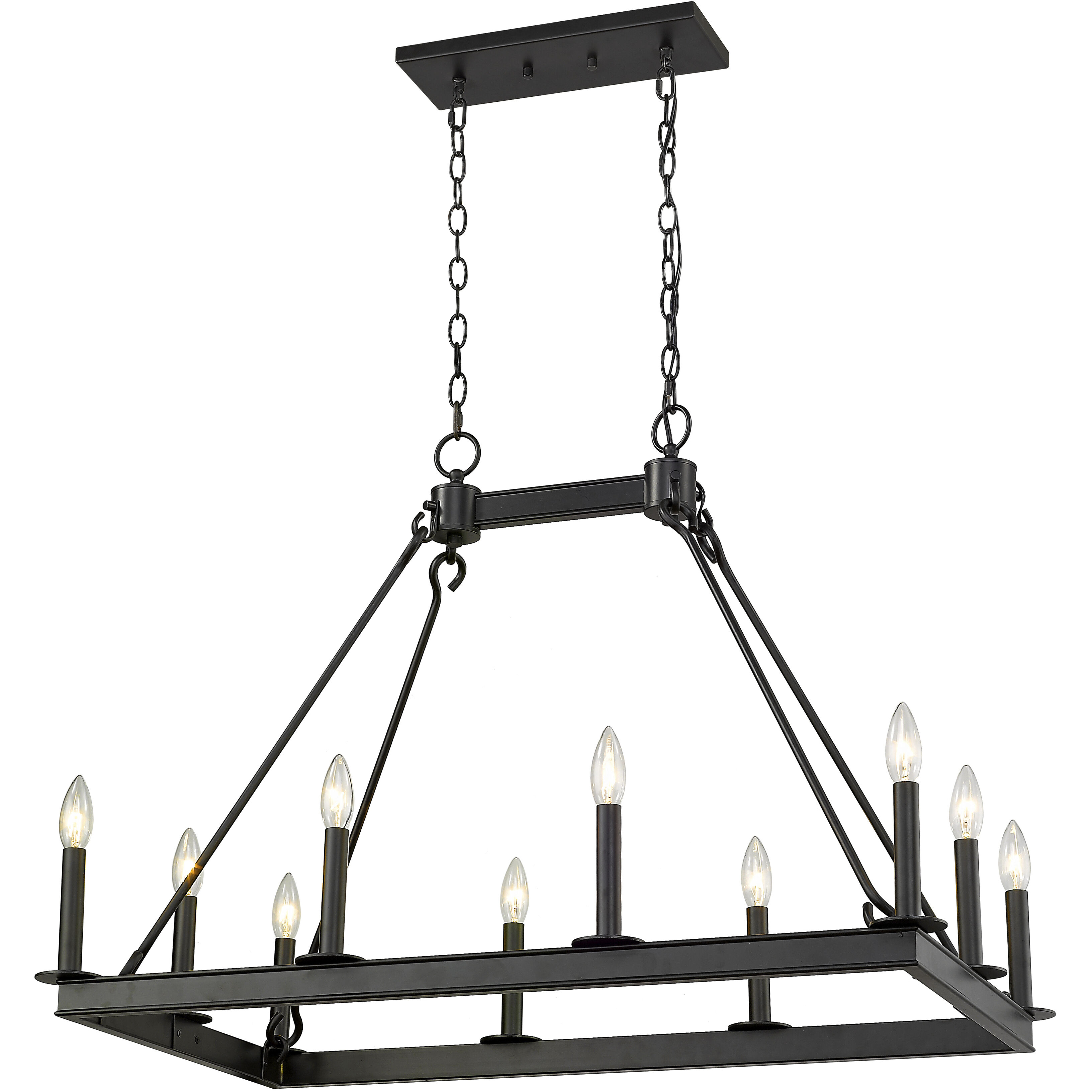 Barclay 10 Light 34 inch Matte Black Linear Chandelier Ceiling Light