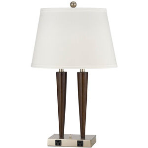 Hotel 26 inch 60 watt Brushed Steel Wood Desk Lamp Portable Light