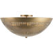 Overland 3 Light 18.13 inch Vintage Brass Flush Mount Ceiling Light