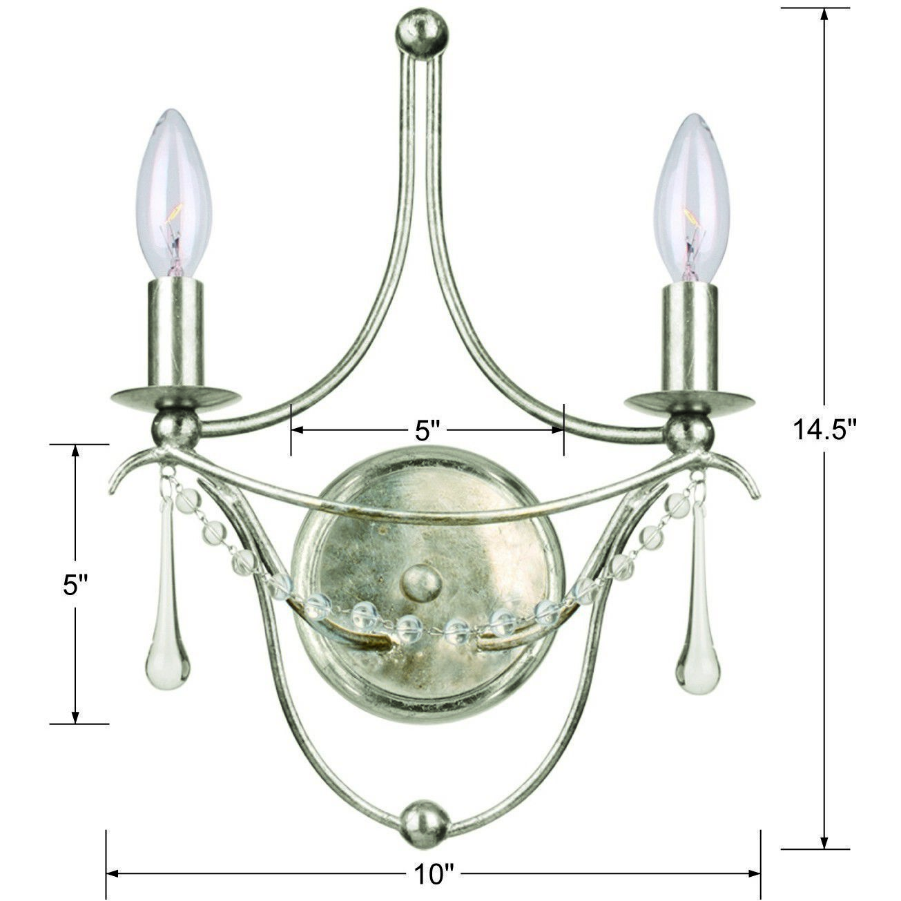 Metro 2 Light 10 inch Antique Silver Sconce Wall Light