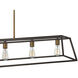 Fulton 5 Light 50 inch Bronze with Heirloom Brass Indoor Linear Chandelier Ceiling Light