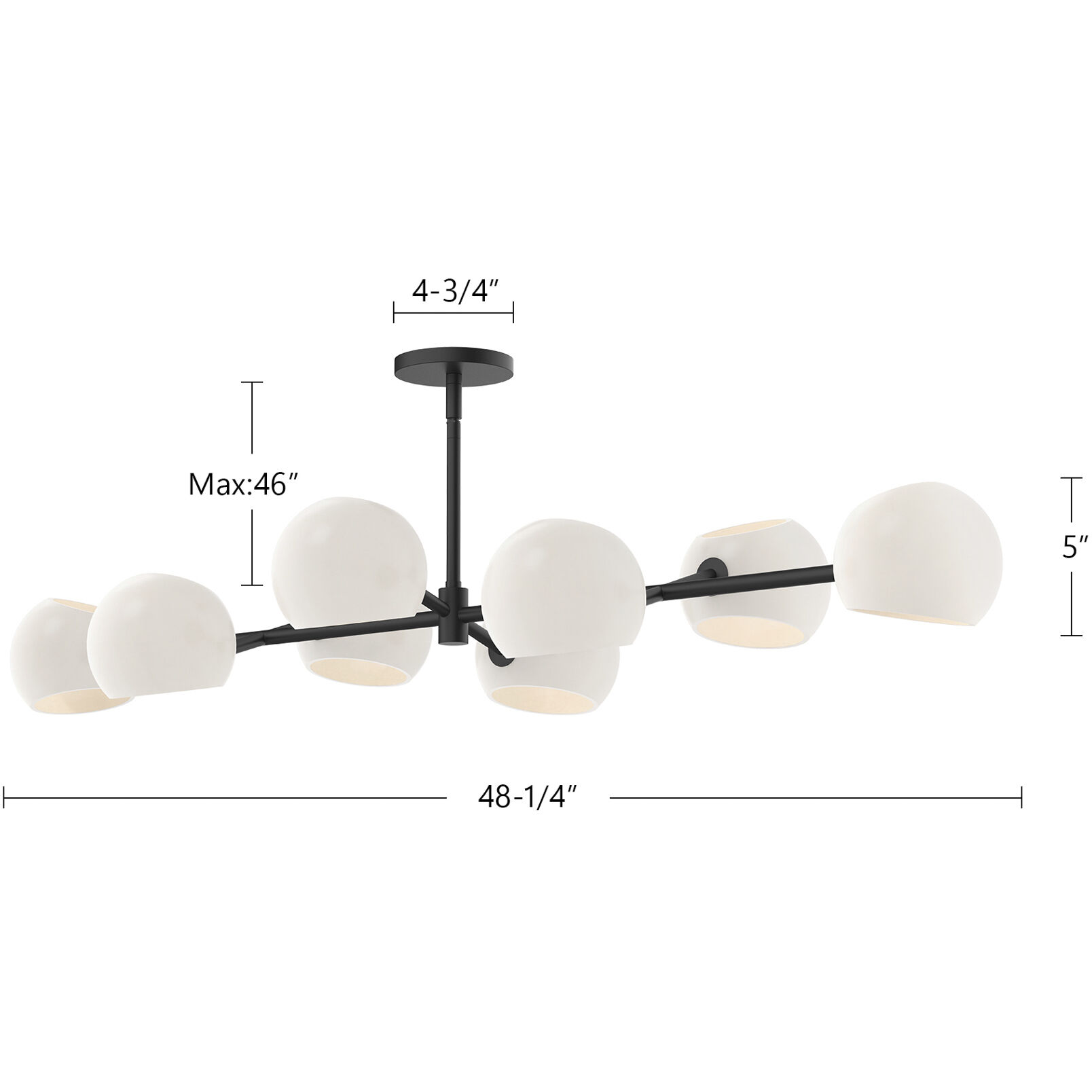 Alora Mood Willow 8 Light 48.25 inch Matte Black/Smoked Solid Glass Linear Pendant Ceiling Light in Smoked Glass