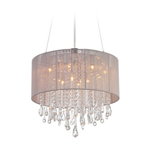 Beverly Dr. 12 Light 20 inch Taupe Silk String Dual Mount Ceiling Light, Convertible to Hanging