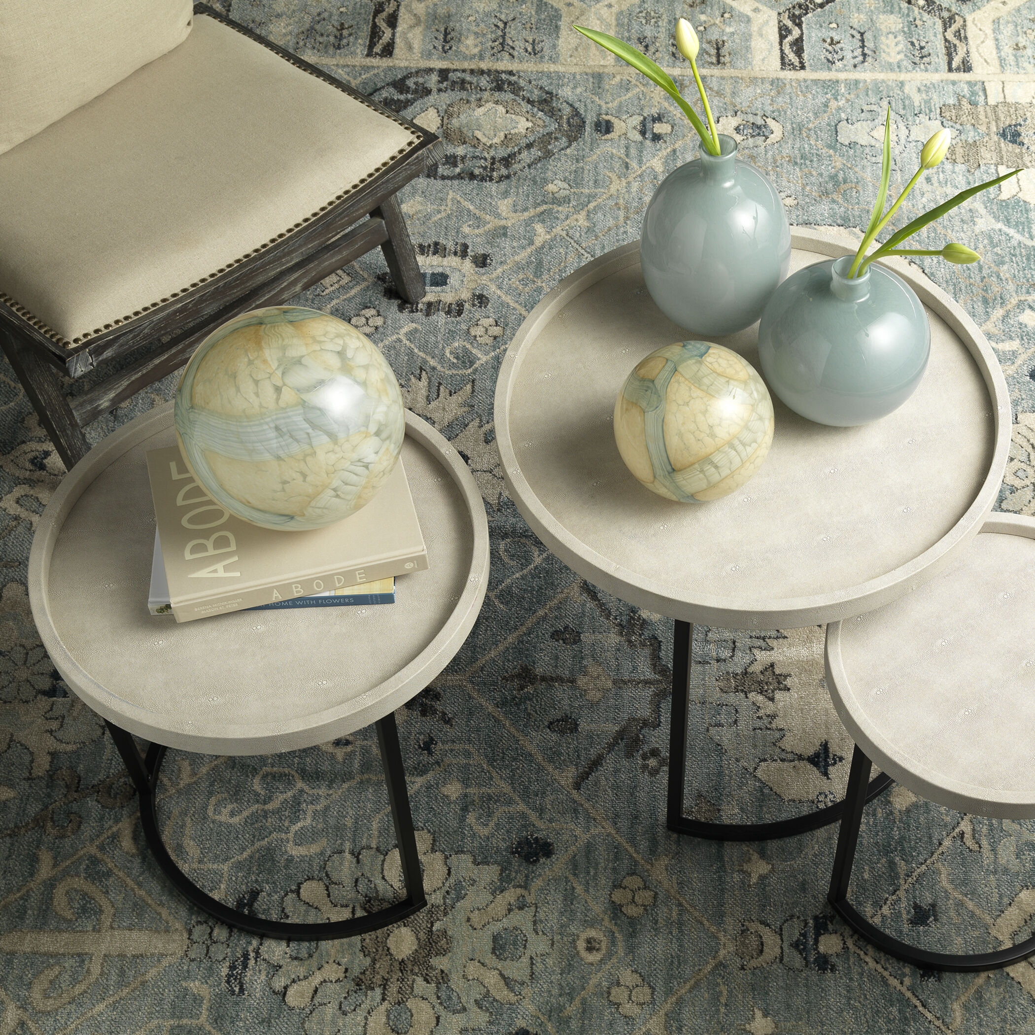 Cosmos Pale Blue Glass Glass Balls, Set of 2