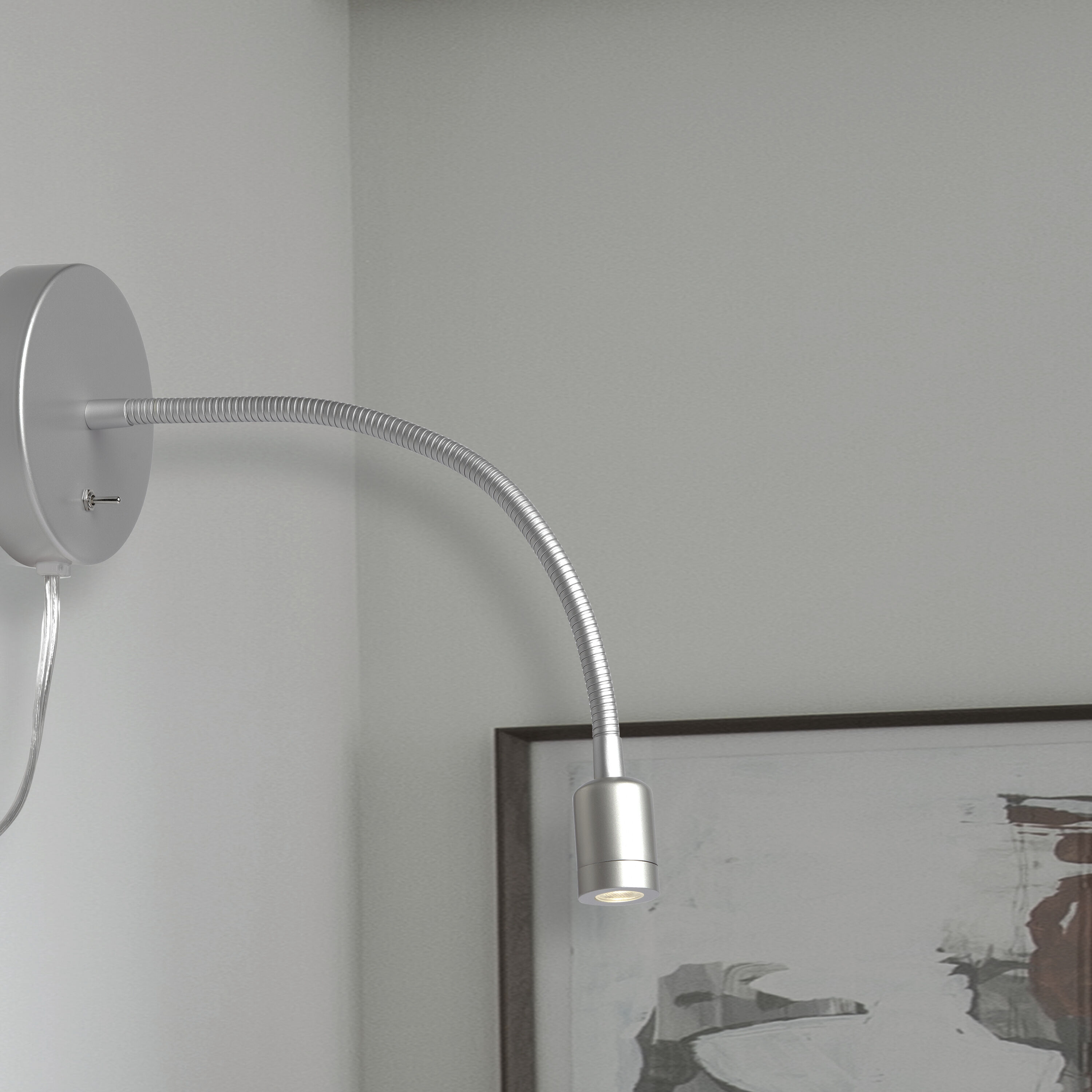 Wynne 13 inch 3.00 watt Silver Task Wall Light, Gooseneck