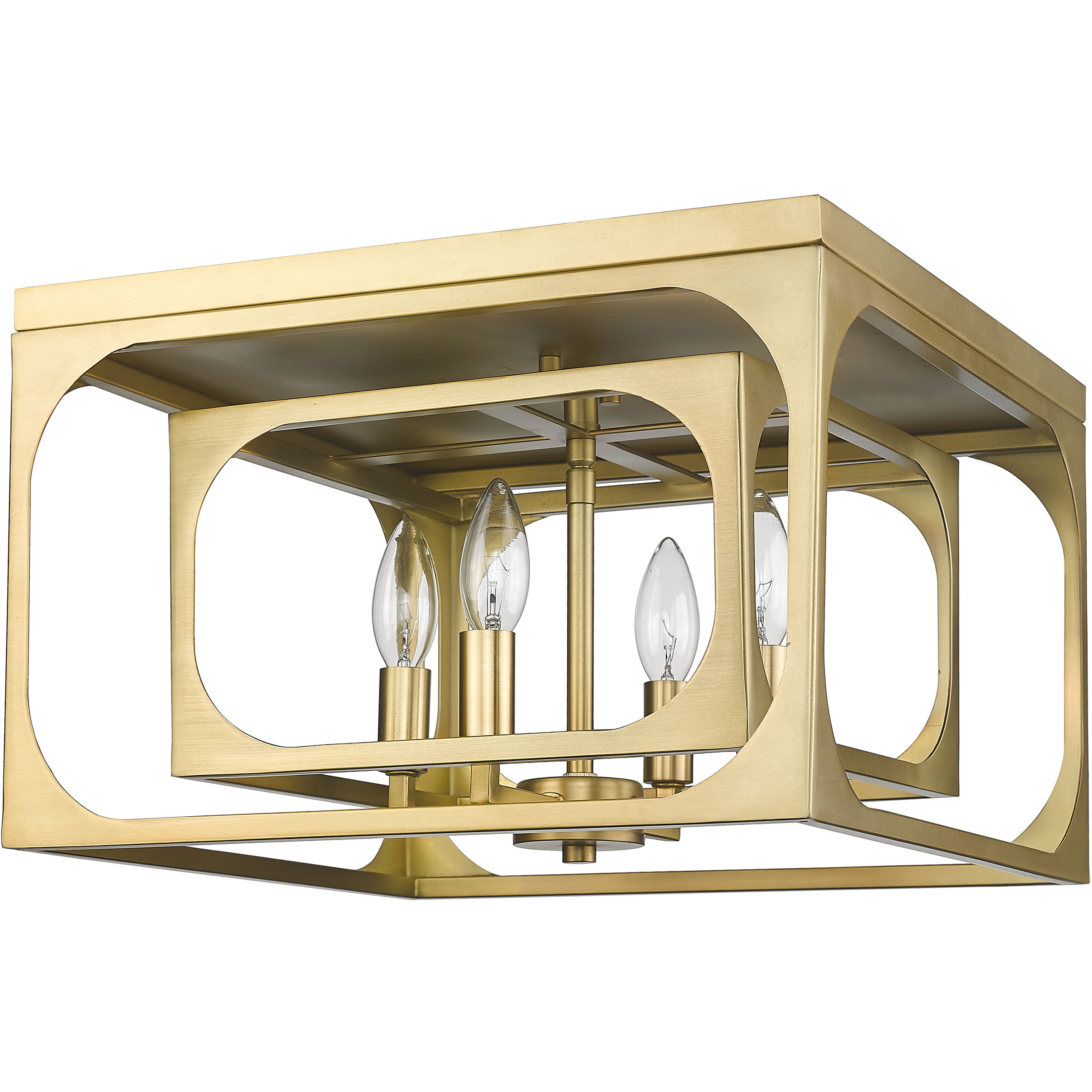 Easton 4 Light 15 inch Rubbed Brass Flush Mount Ceiling Light