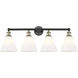 Berkshire 4 Light 35 inch Black Antique Brass and Matte White Bath Vanity Light Wall Light