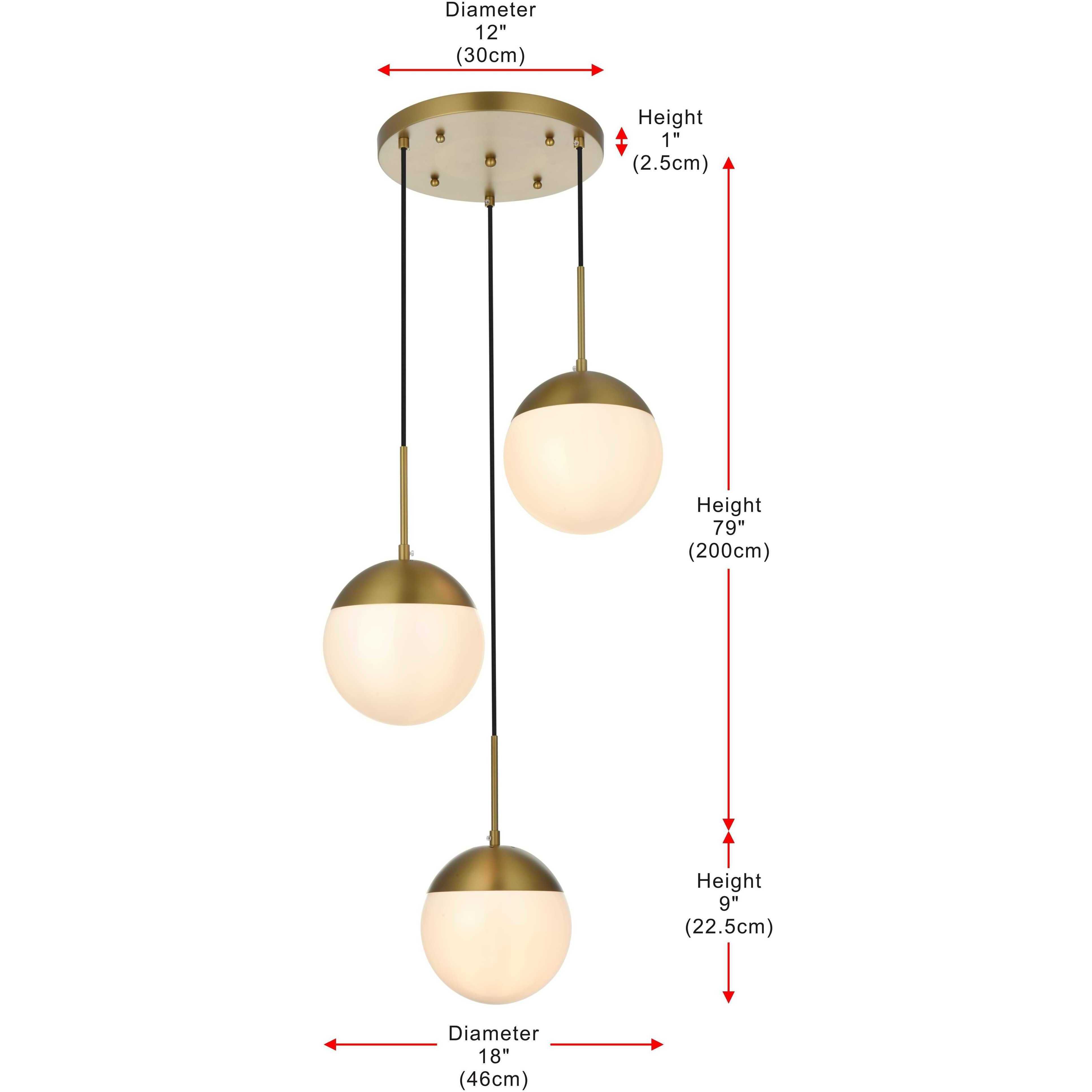 Eclipse 3 Light 18 inch Satin Gold Pendant Ceiling Light