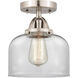 Nouveau 2 Large Bell LED 8 inch Brushed Satin Nickel Semi-Flush Mount Ceiling Light in Clear Glass