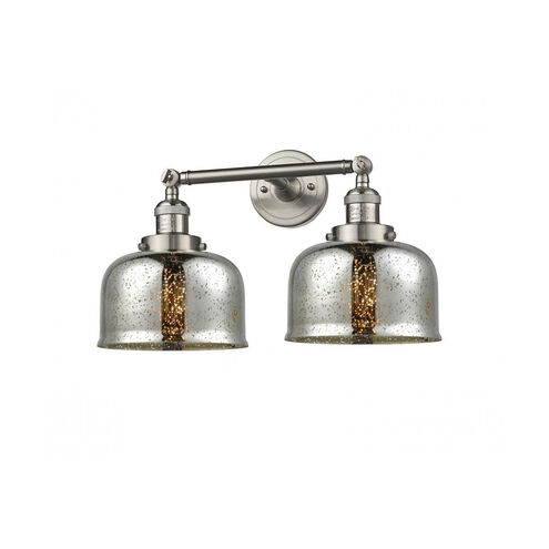 Franklin Restoration Large Bell LED 18 inch Brushed Satin Nickel Bath Vanity Light Wall Light in Silver Plated Mercury Glass, Franklin Restoration