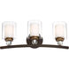 Studio 5 3 Light 24 inch Painted Bronze/Natural Brush Bath Light Wall Light