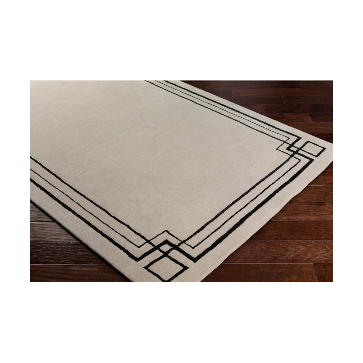 Intermezzo 36 X 24 inch Neutral and Black Area Rug, Wool and Tencel