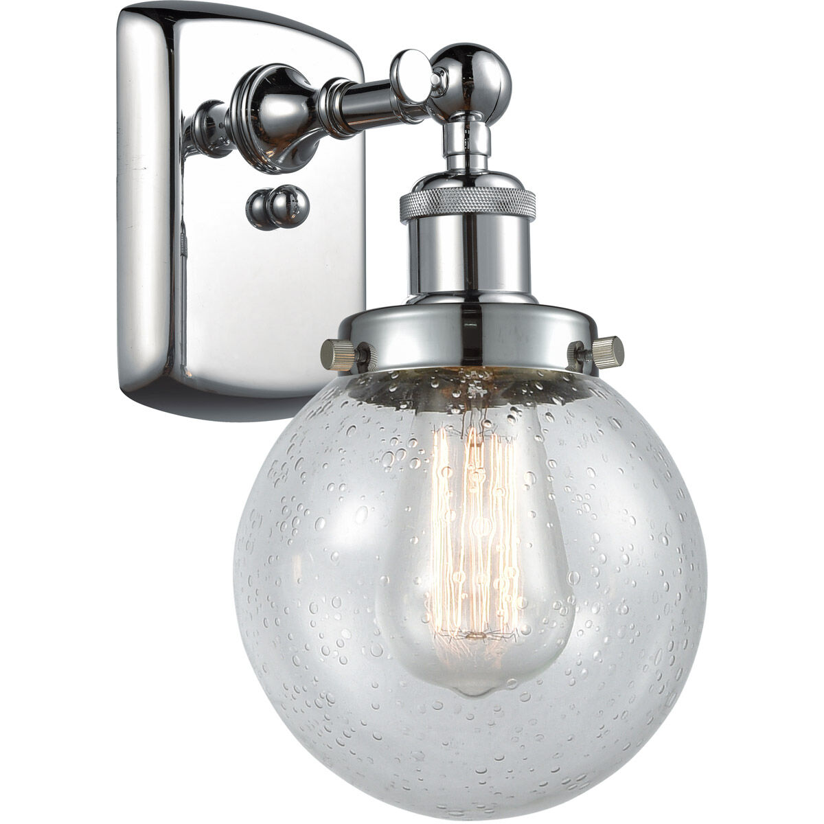 Ballston Beacon LED 6 inch Polished Chrome Sconce Wall Light in Seedy Glass, Ballston