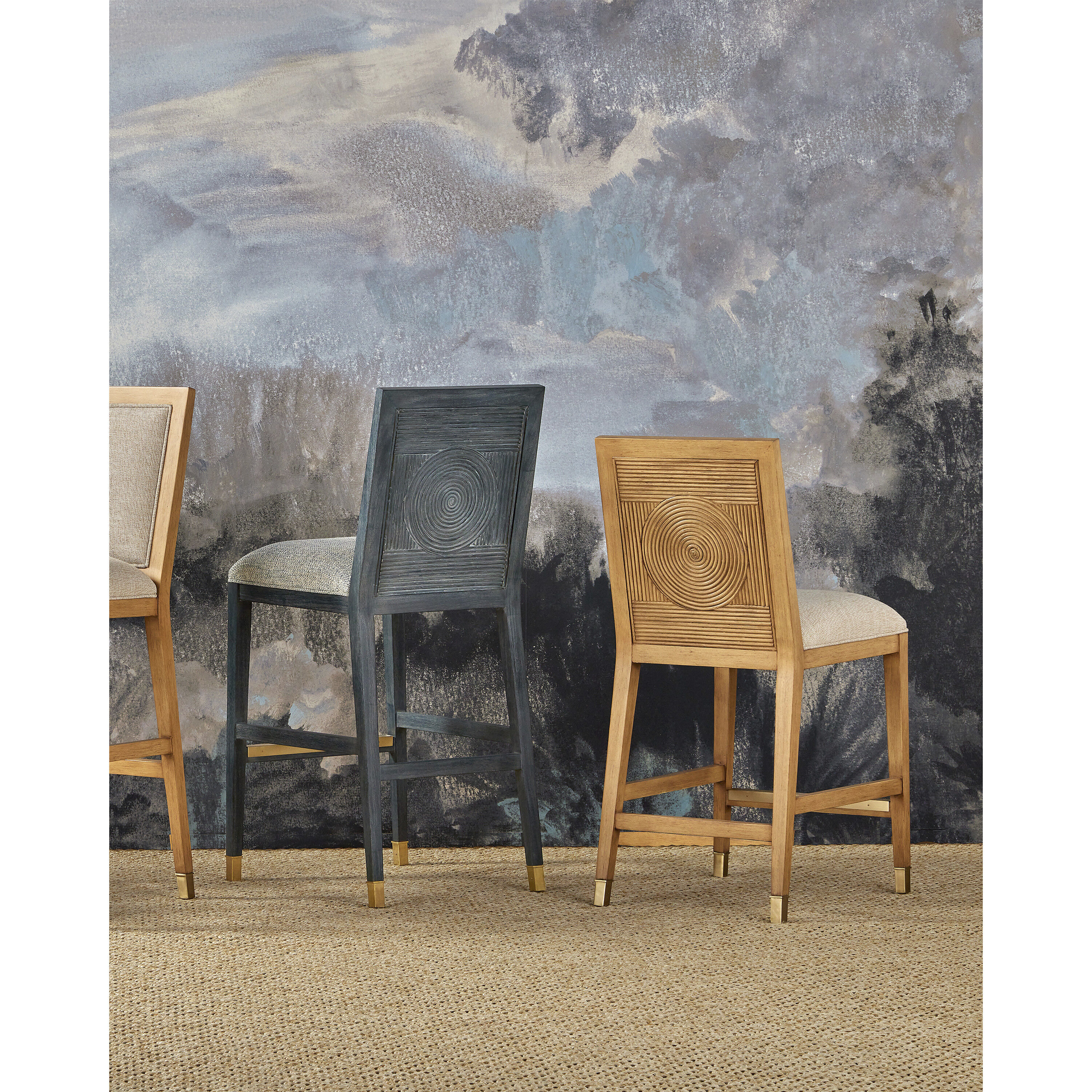 Santos 40 inch Sea Sand/UV Liller Malt/Satin Brass Counter Stool