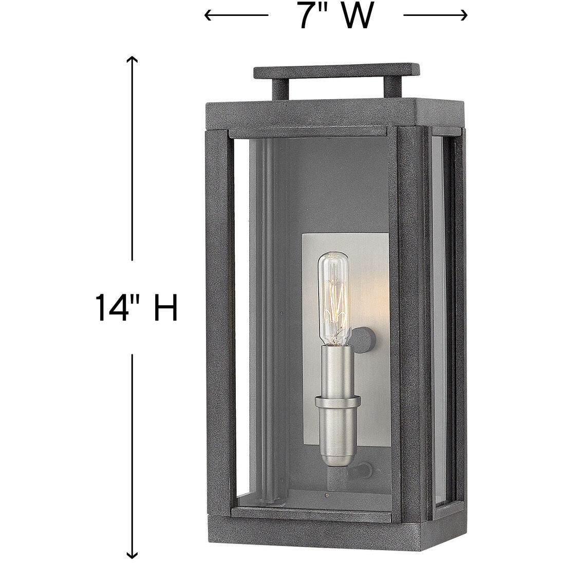 Sutcliffe LED 14 inch Aged Zinc with Antique Nickel Outdoor Wall Mount Lantern, Small