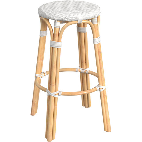 Tobias Round Rattan 30" Bar Stool in Glossy White