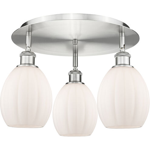Eaton 3 Light 18.5 inch Satin Nickel Flush Mount Ceiling Light