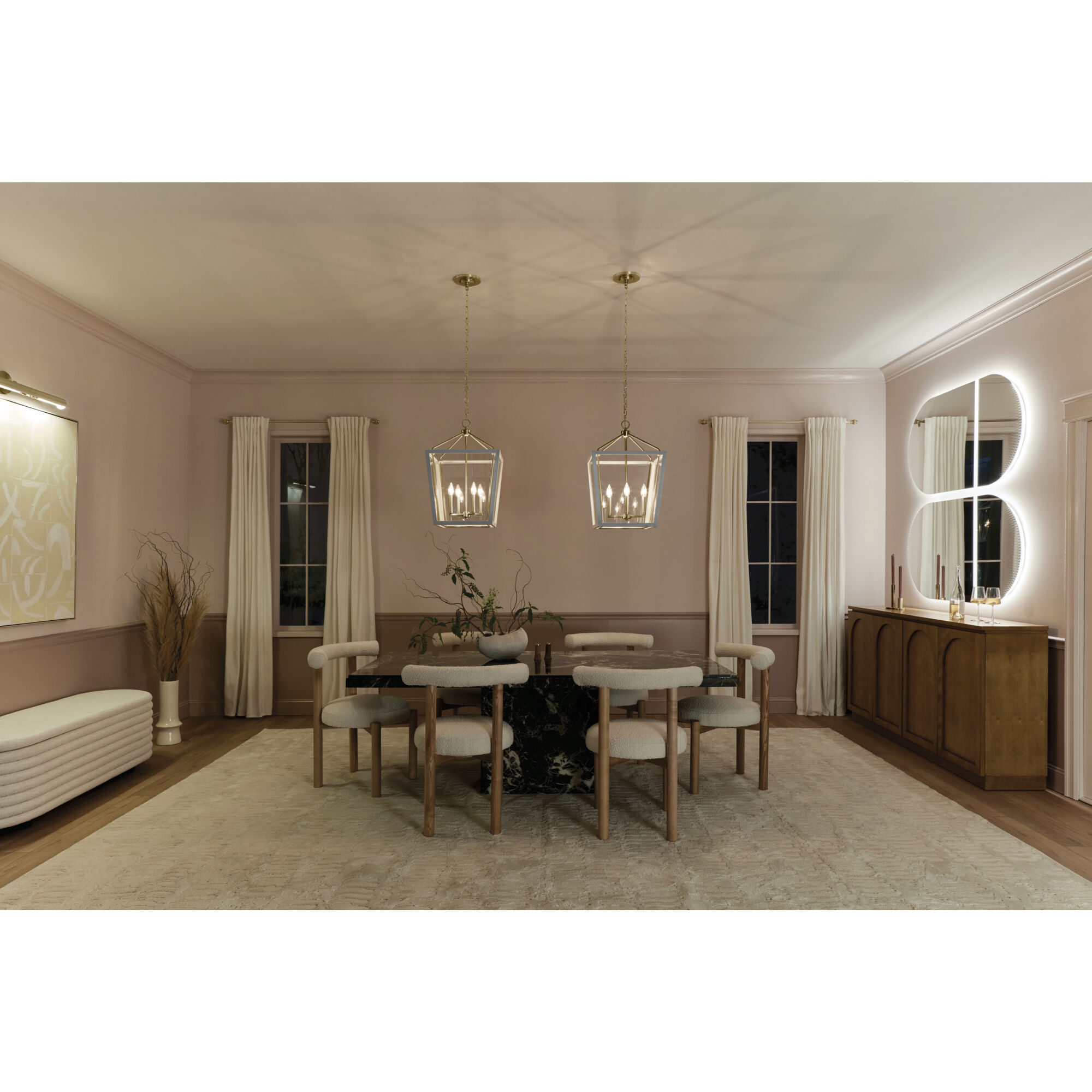 Delvin 4 Light 16 inch Champagne Bronze with White Foyer Pendant Ceiling Light