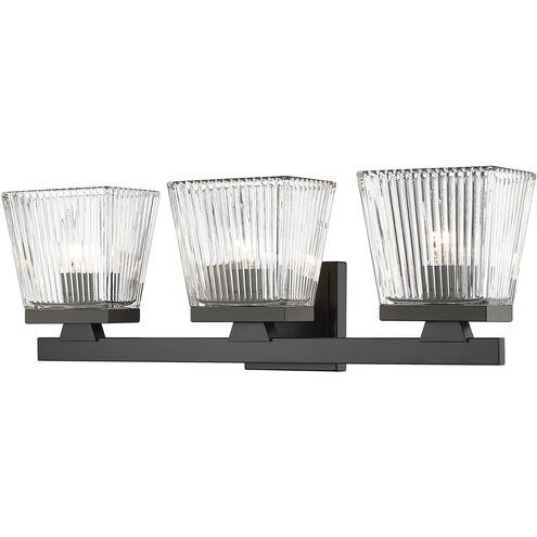 Astor 3 Light 23 inch Matte Black Vanity Wall Light