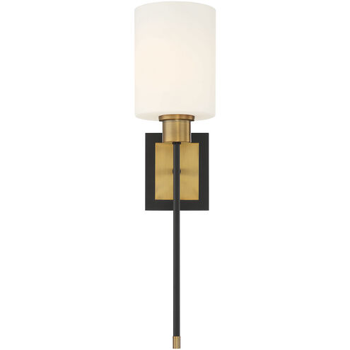 Alvara 1 Light 5.5 inch Matte Black with Warm Brass Accents Wall Sconce Wall Light, Essentials